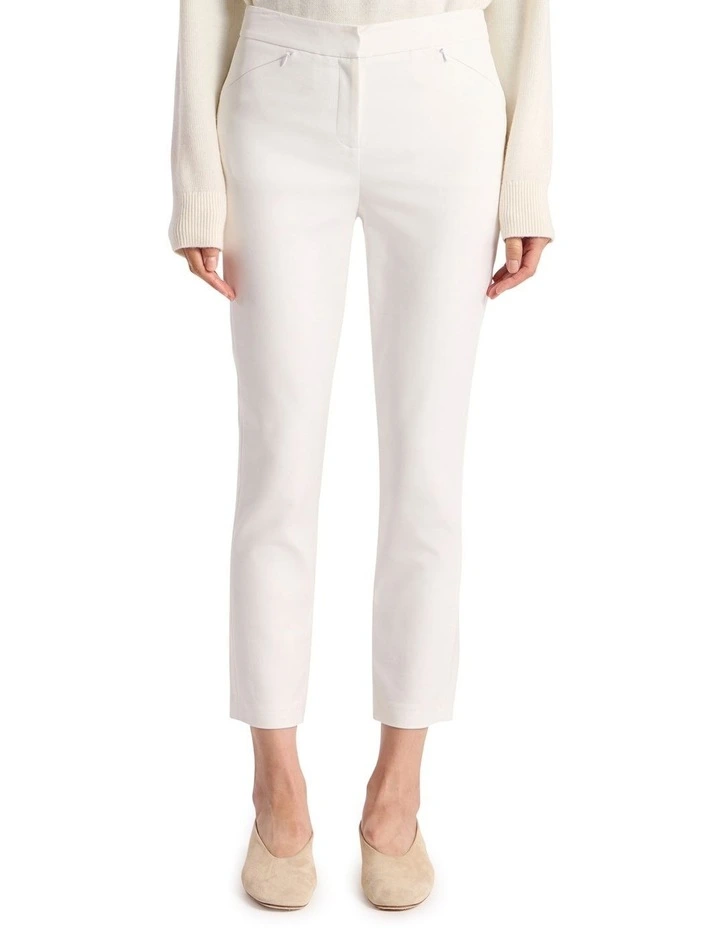 Sarah Compact Cotton Pant in White image 2