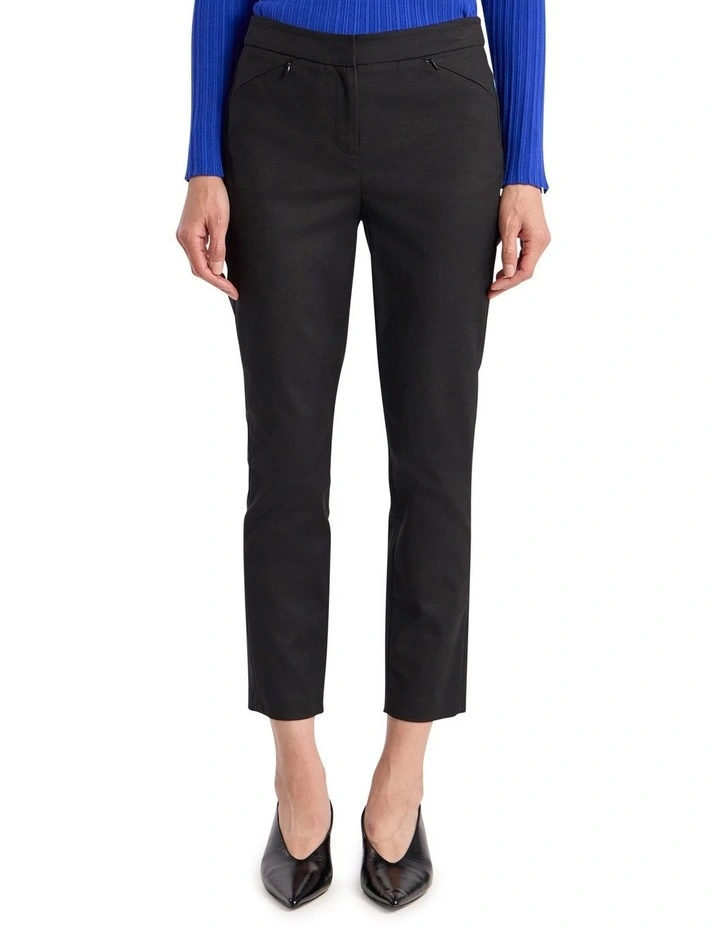 Sarah Compact Cotton Pant in Black image 2