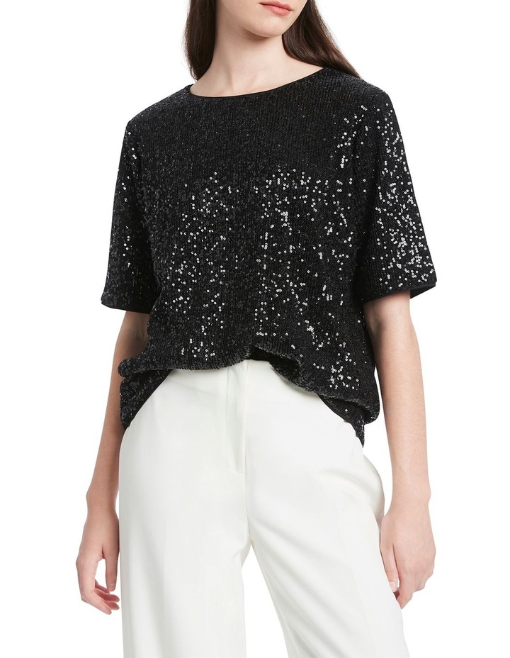 David Lawrence Mona Sequin Tee Black | MYER