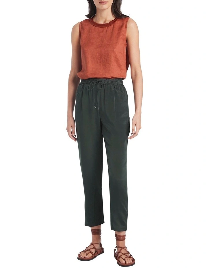 Silvia Stretch Silk Pants Pine image 2