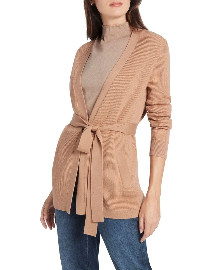 Divina Long Line Cardi Camel image 1