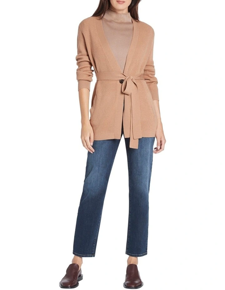 Divina Long Line Cardi Camel image 2
