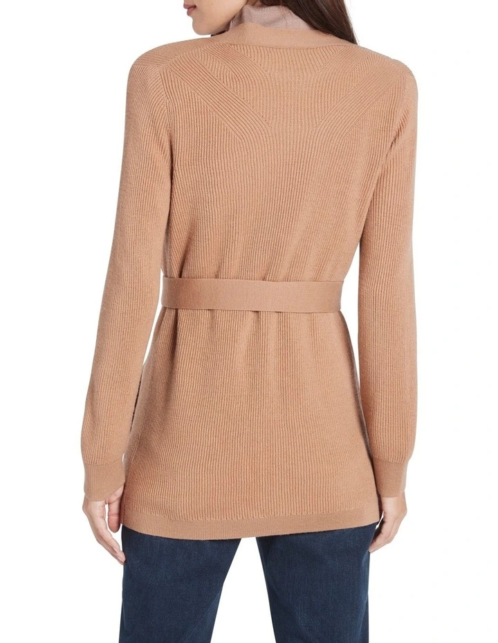Divina Long Line Cardi Camel image 3