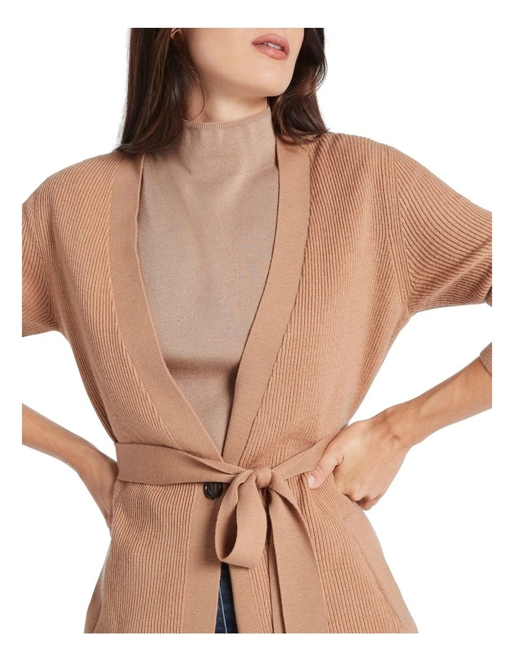 Divina Long Line Cardi Camel image 4
