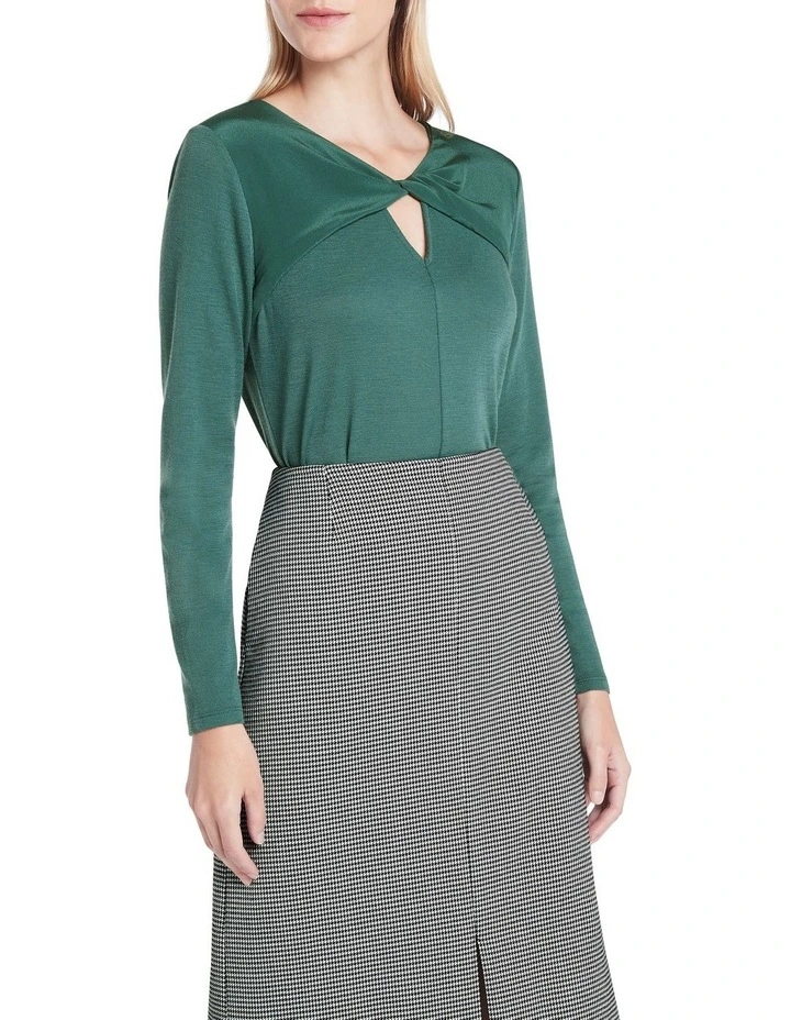 Skylar Silk Mix Top Jasper Green image 1