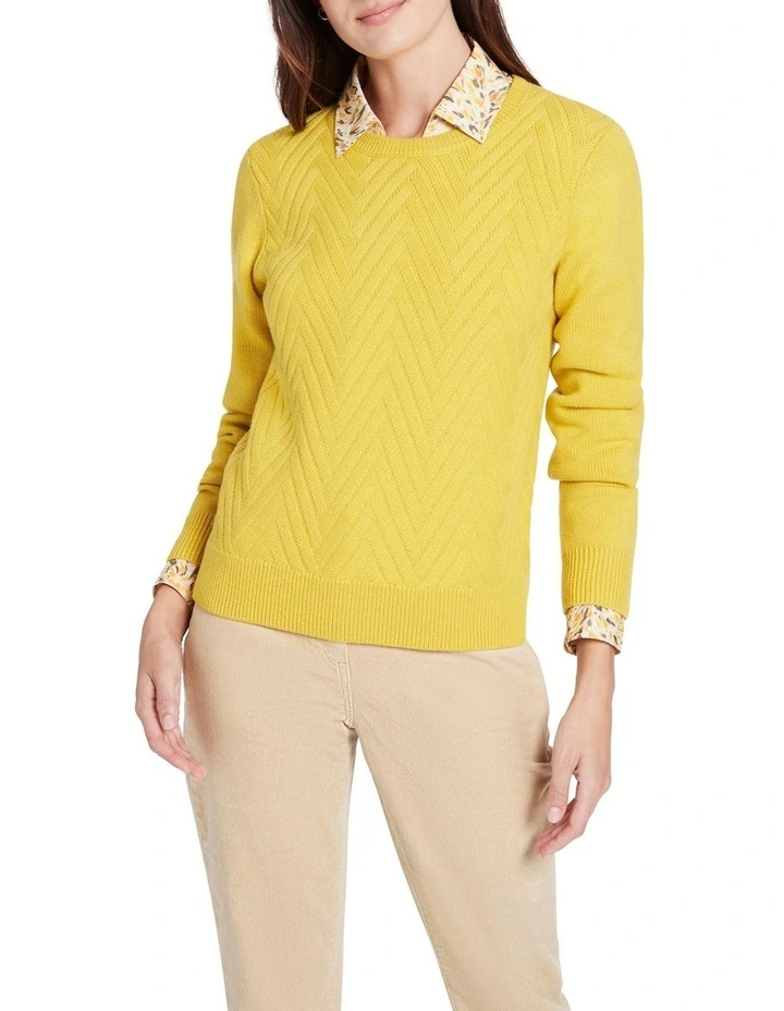David Lawrence Baila Basketweave Knit in Yellow MYER