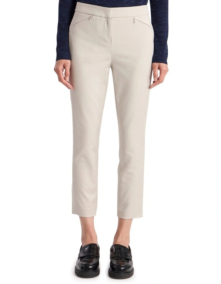 Sarah Compact Cotton Pant in Stone image 2