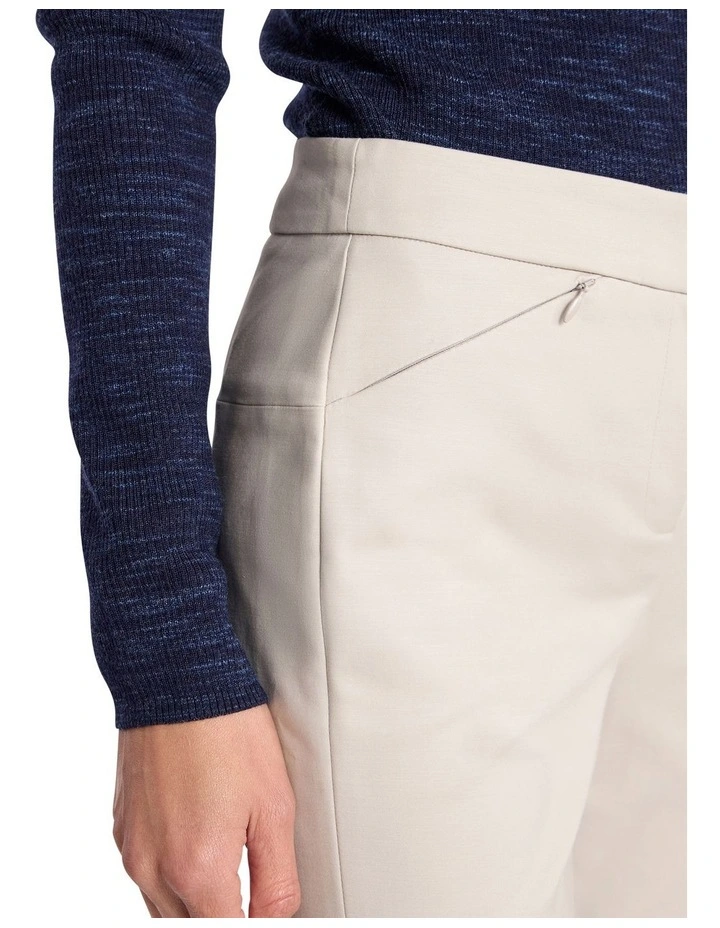 Sarah Compact Cotton Pant in Stone image 3