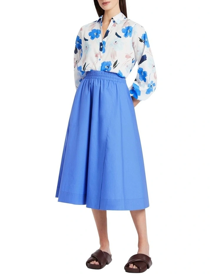 Arabella Printed Cotton Blouse in White Multi image 2