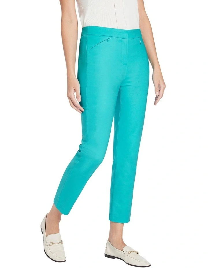 Sarah Compact Cotton Pant in Aquamarine image 1