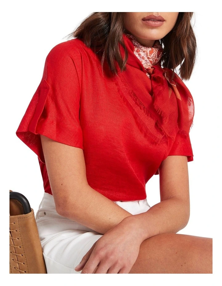 Asher Cotton Scarf in Red/Pink image 3