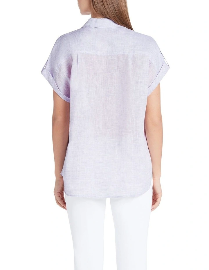 Elise Short Sleeve Linen Shirt in Lilac image 3