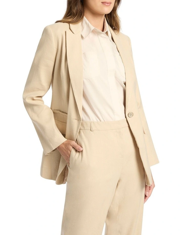 Sybil Longline Linen Blazer in Macchiato image 1