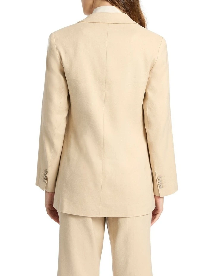 Sybil Longline Linen Blazer in Macchiato image 3