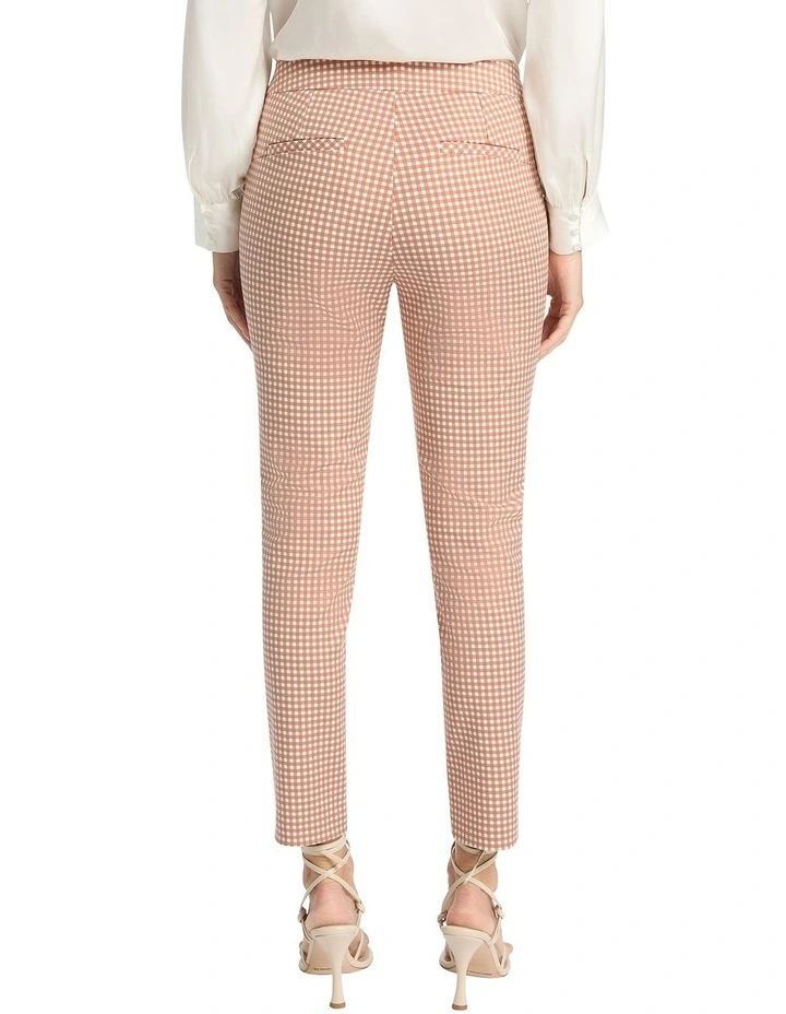 Sarah Gingham Cotton Pant in Cinnamon Ivory image 2