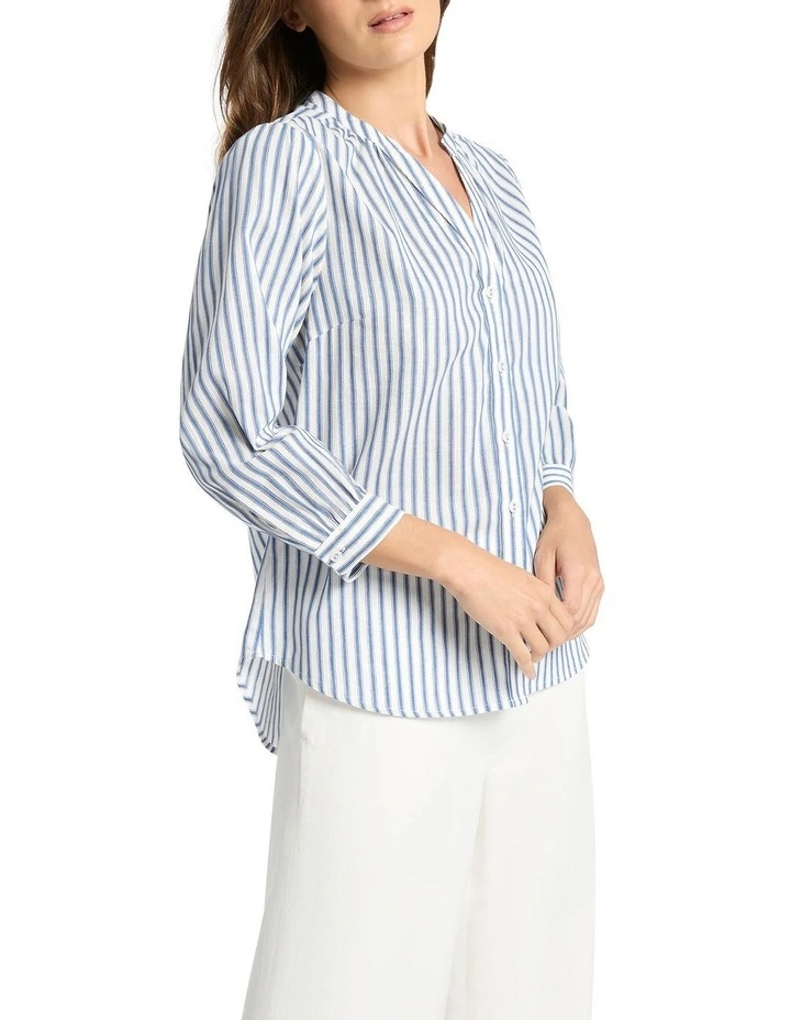 Dahlia Stripe Blouse in Azure image 1
