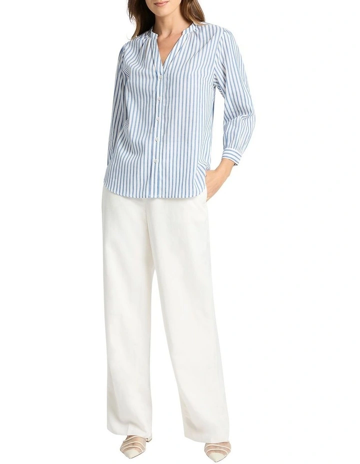 Dahlia Stripe Blouse in Azure image 2