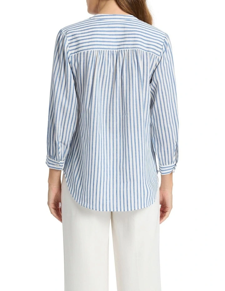 Dahlia Stripe Blouse in Azure image 3