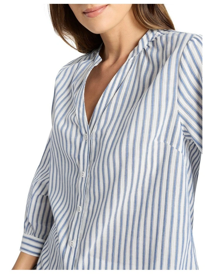 Dahlia Stripe Blouse in Azure image 4