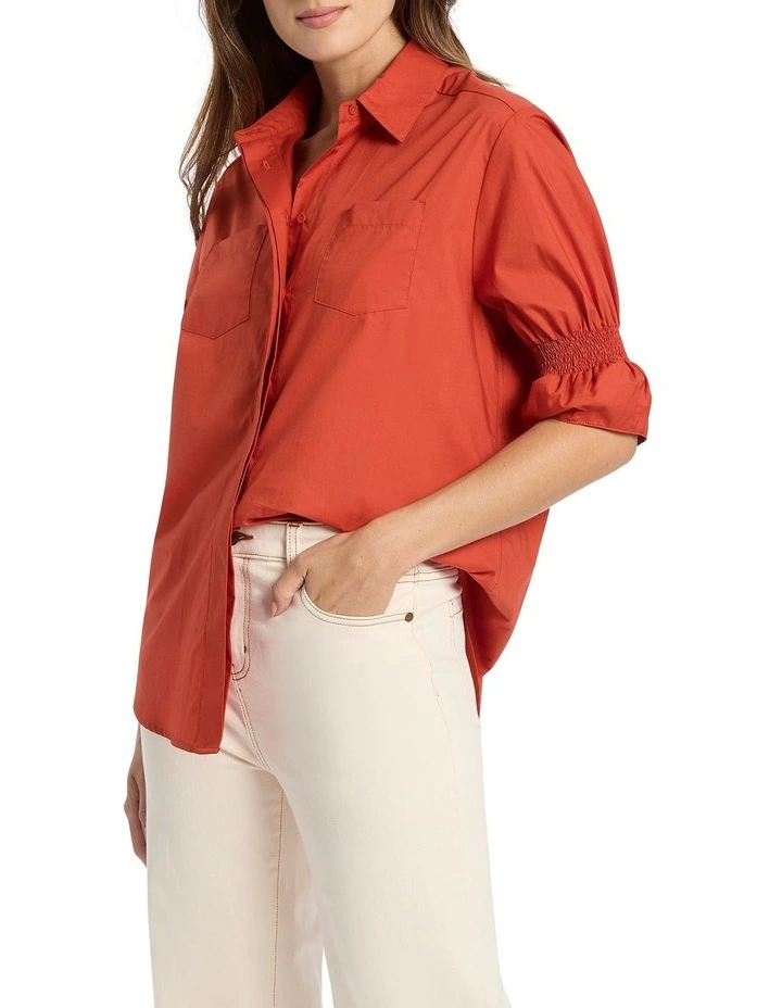 Trina Cotton Shirt in Tangerine image 1