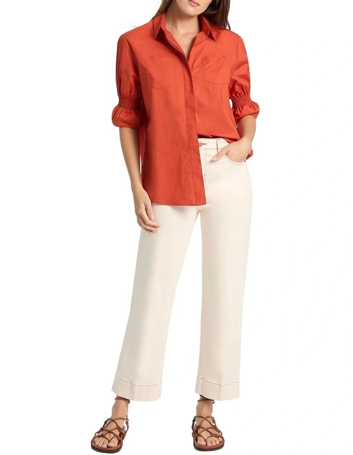 Trina Cotton Shirt in Tangerine image 3