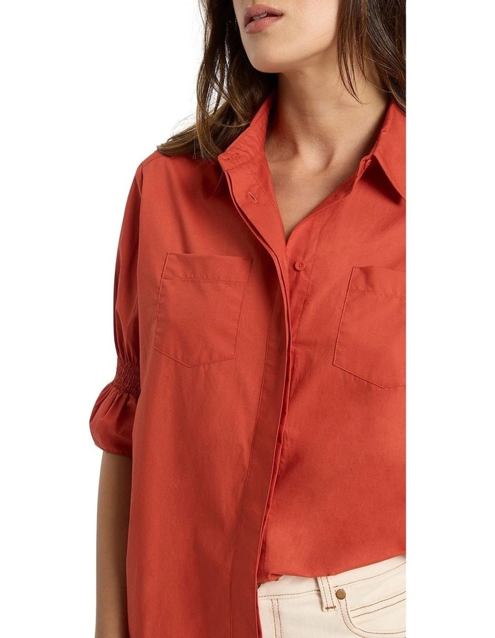 Trina Cotton Shirt in Tangerine image 4