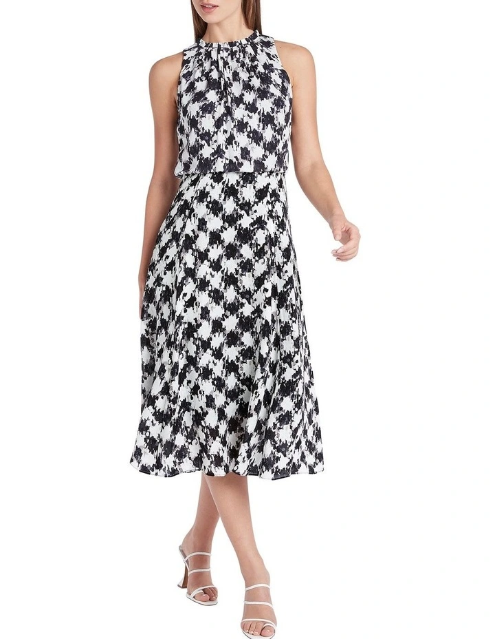 Gaia Silk Dress in Ivory/Black image 1