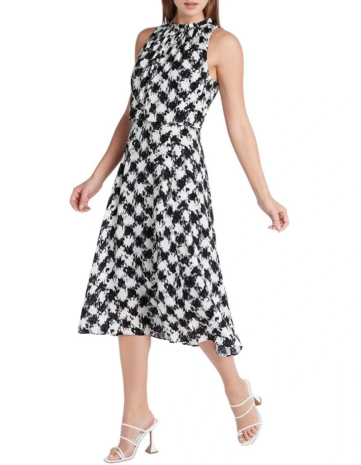 Gaia Silk Dress in Ivory/Black image 2