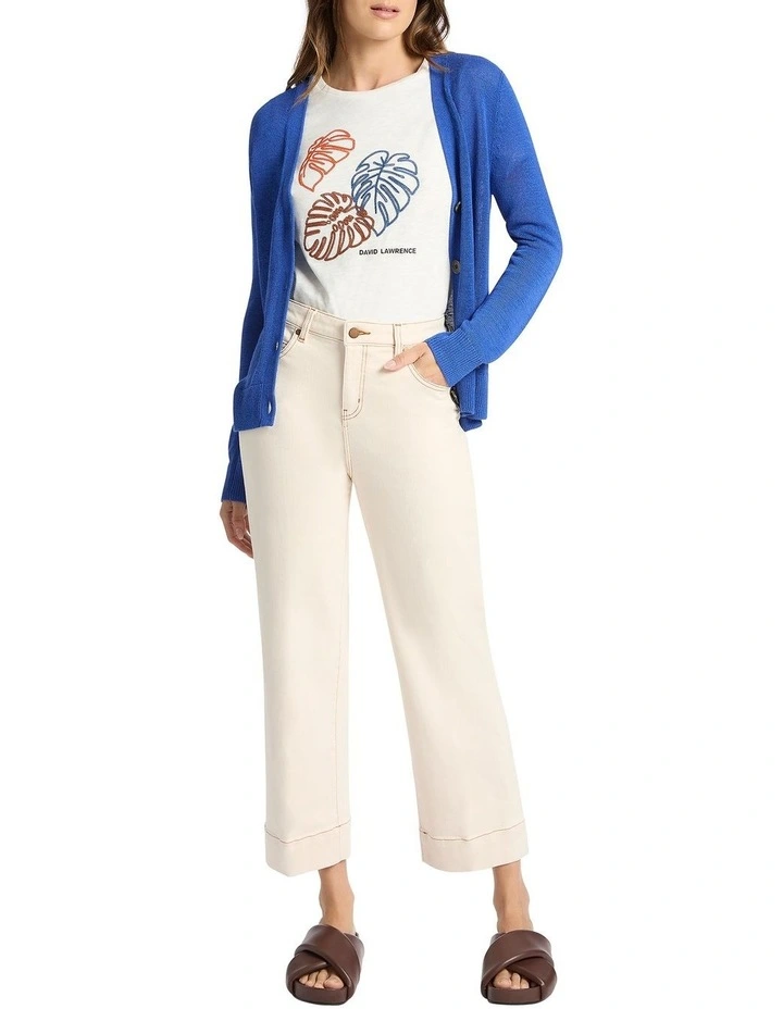 Alice Linen Mix Cardigan in Azure image 2