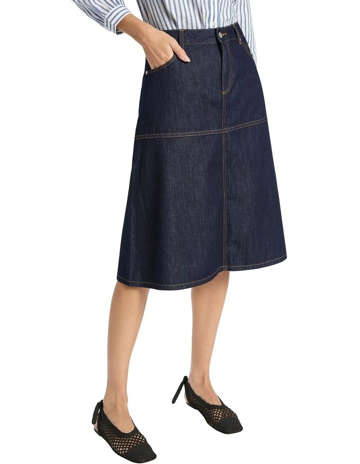Jodie Denim Skirt in Indigo image 1