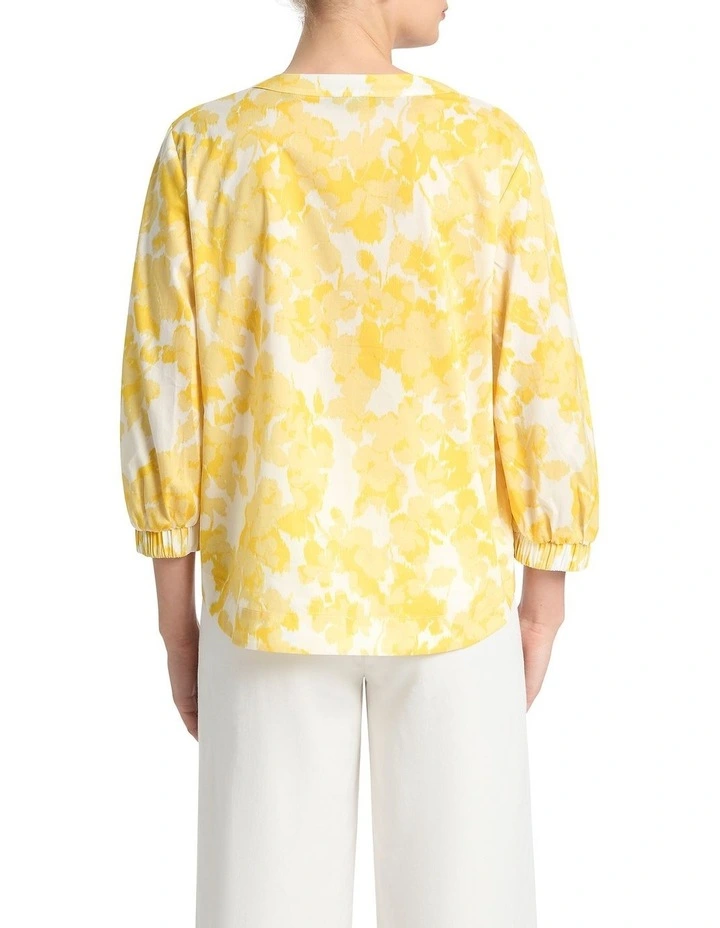 Cillia Printed Voile Blouse in Daffodil image 3