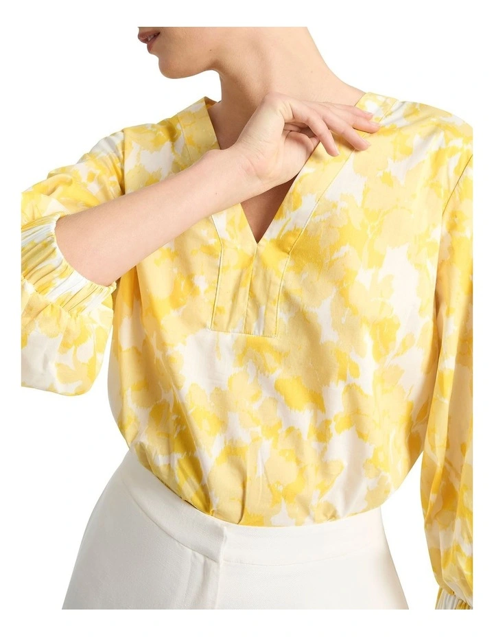 Cillia Printed Voile Blouse in Daffodil image 4