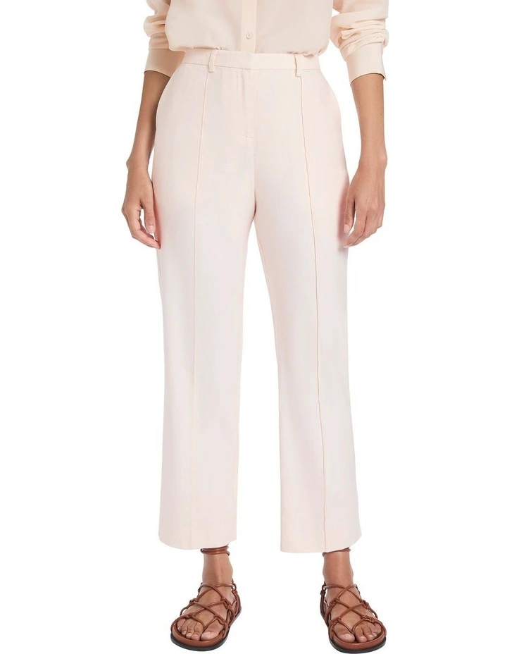 Saxon Cropped Linen Pant in Cream image 1