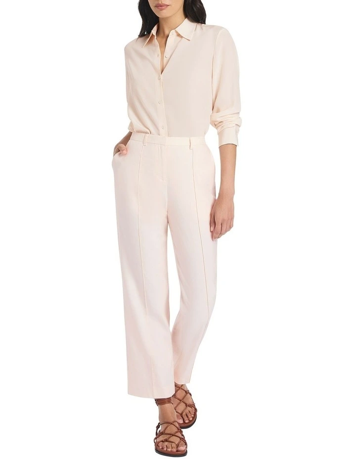 Saxon Cropped Linen Pant in Cream image 2