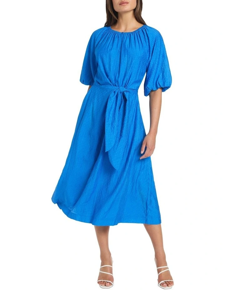 Tris Tie Waist Dress in Blue image 1