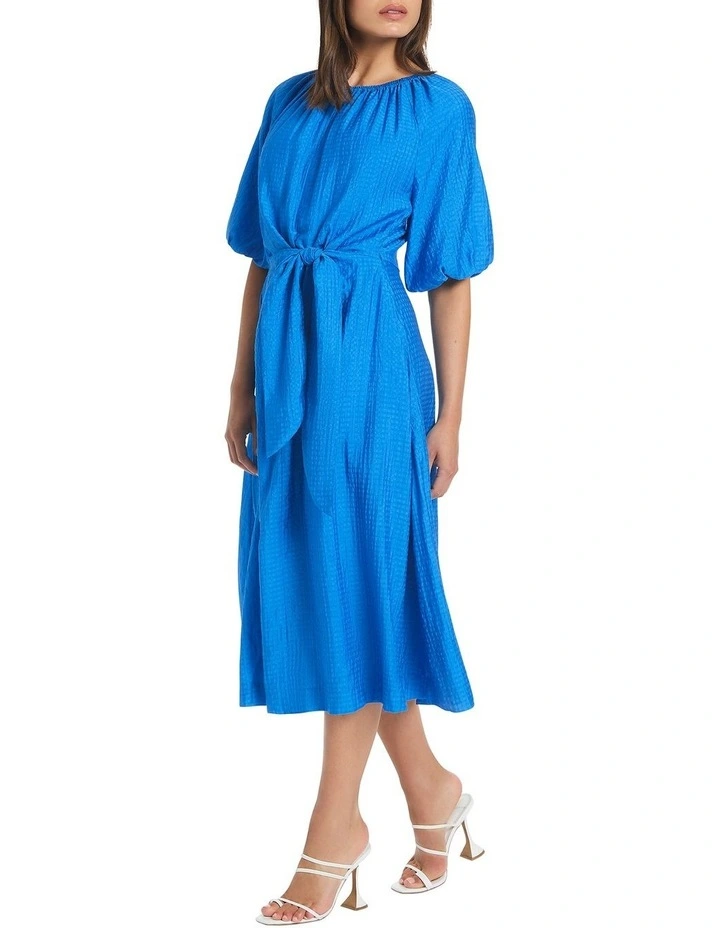 Tris Tie Waist Dress in Blue image 2