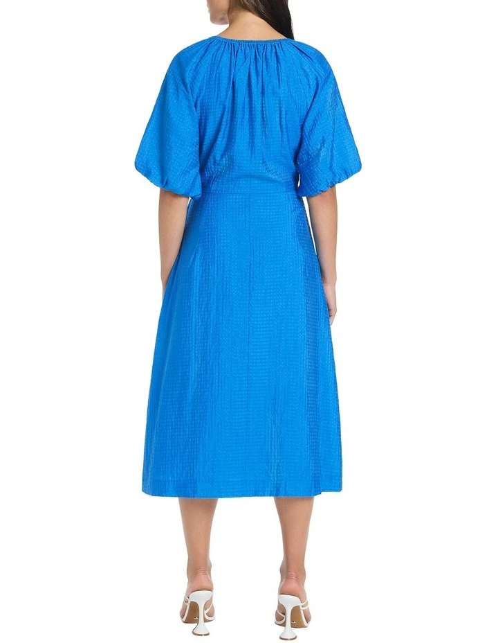 Tris Tie Waist Dress in Blue image 3