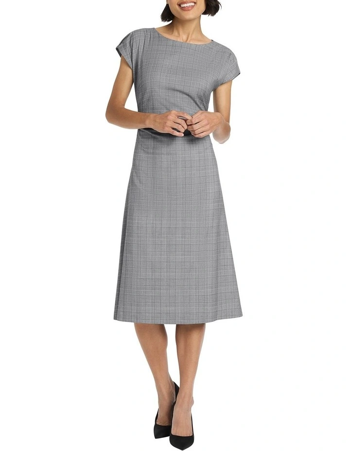 slim fit dress slacks Grey Check Gold Button Blazer Dress – AX Paris
