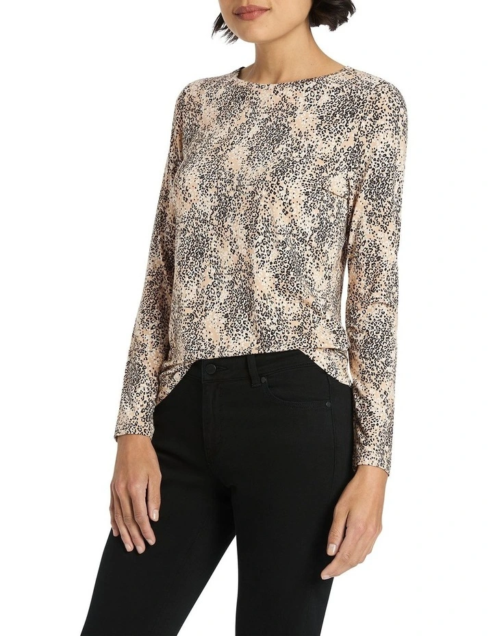 Lenora Bamboo Tee in Beige Multi image 1