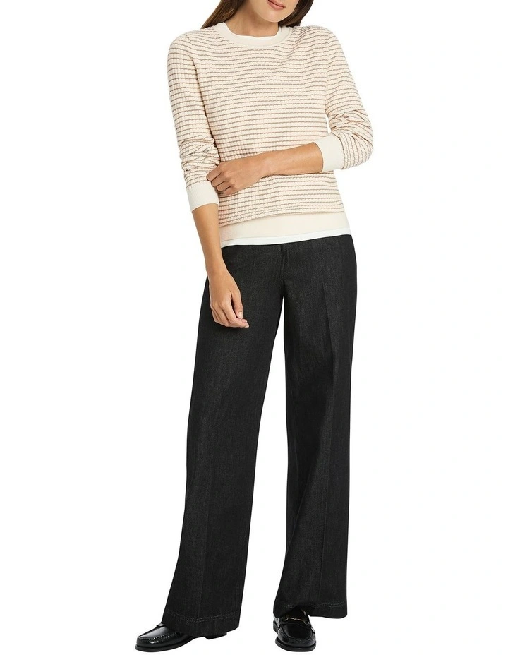 Rinna Striped Rib Knit in Cream image 2