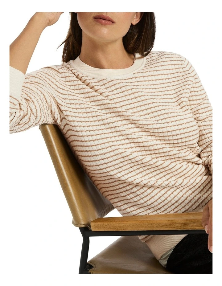 Rinna Striped Rib Knit in Cream image 3