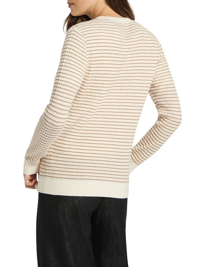 Rinna Striped Rib Knit in Cream image 4