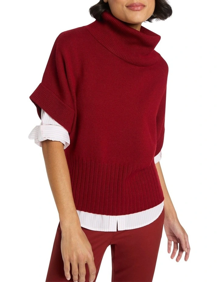 Roll Neck Gilet in Red image 1