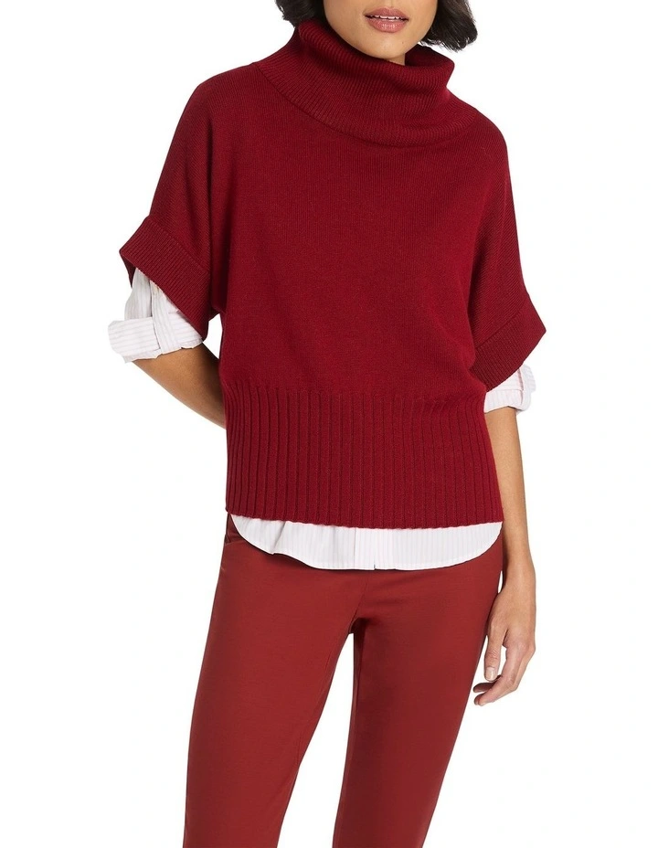 Roll Neck Gilet in Red image 3