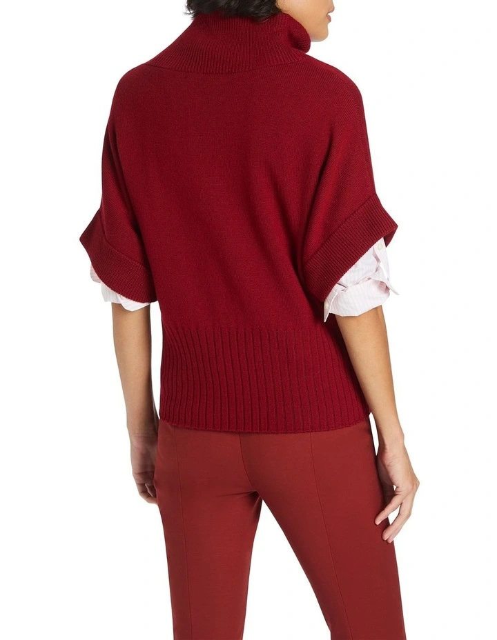 Roll Neck Gilet in Red image 4