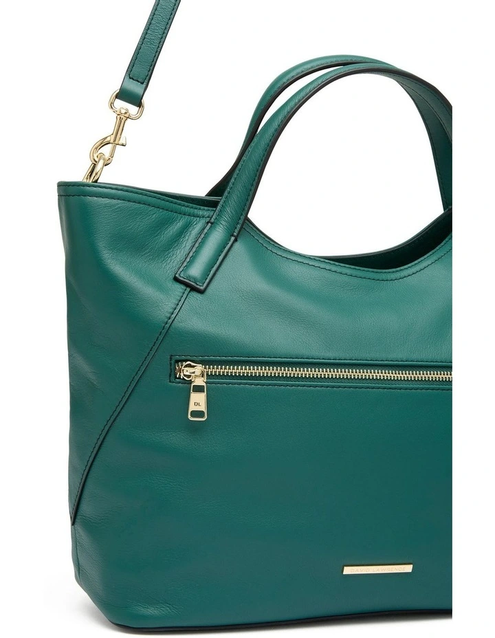 Novara Leather Tote Bag in Green image 3