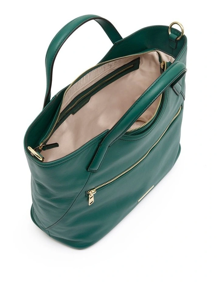 Novara Leather Tote Bag in Green image 4