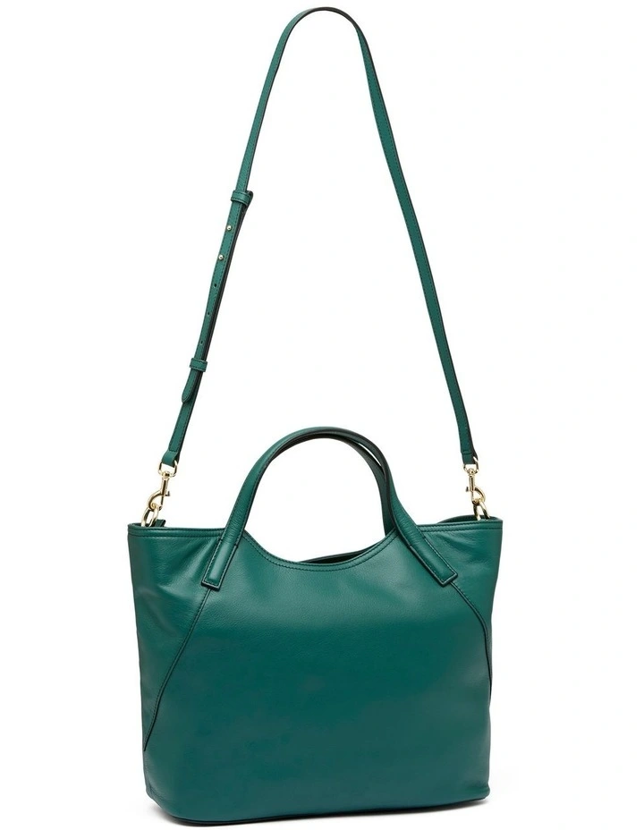 Novara Leather Tote Bag in Green image 5