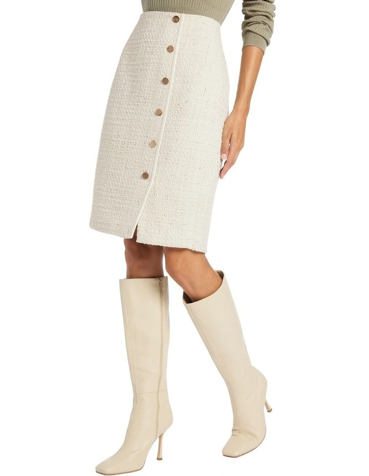 Clevance Boucle Pencil Skirt in Ivory image 1
