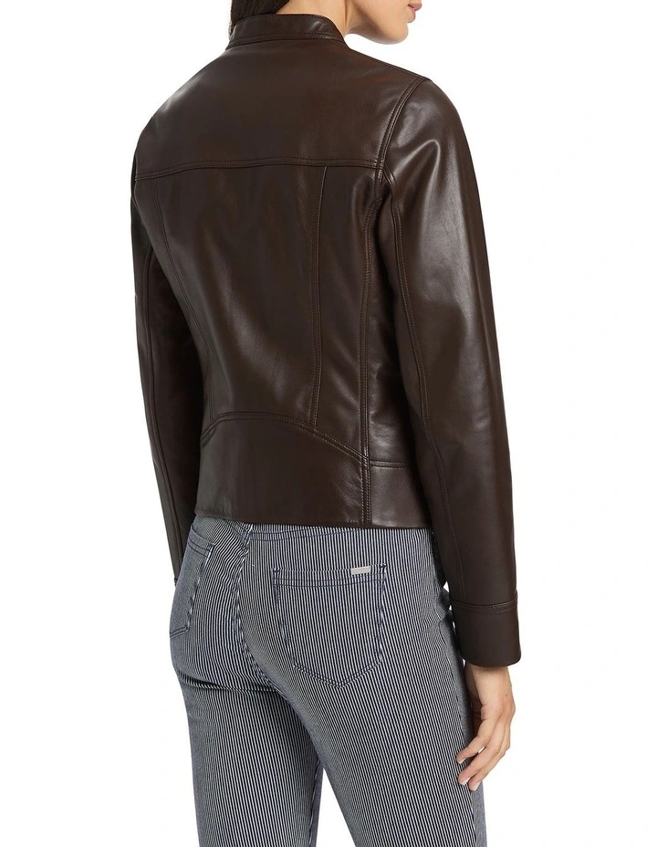 Bexley Leather Jacket in Brown image 4